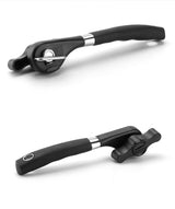 2pc Multifunctional Safe-Cut Can Opener - Smooth Edge, Ergonomic Handle(black) - Top-Down View