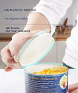 2pc Multifunctional Safe-Cut Can Opener - Smooth Edge, Ergonomic Handle(black) - Rear View