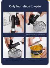 2pc Multifunctional Safe-Cut Can Opener - Smooth Edge, Ergonomic Handle(black) - Close-Up Angle