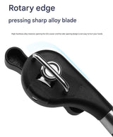 2pc Multifunctional Safe-Cut Can Opener - Smooth Edge, Ergonomic Handle(black) - Low Angle