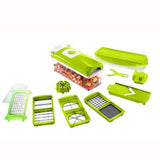 Multi-Functional Vegetable Chopper & Slicer Set - Dicer, Grater with Food Container & Peeler(green) - Front View