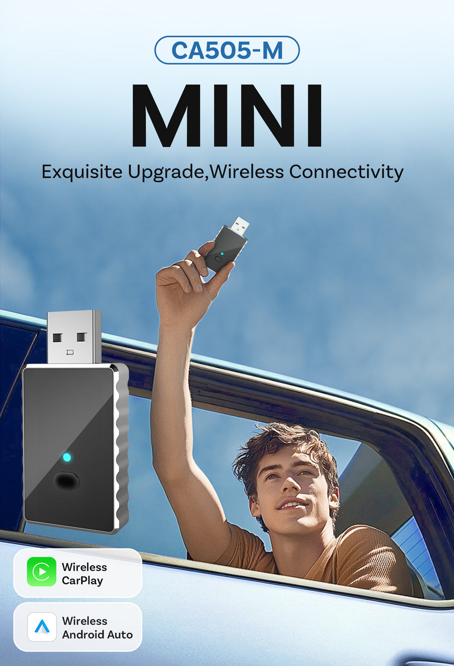 Mini 2-in-1 Wireless CarPlay & Android Auto Adapter - 5GHz WiFi 6, Bluetooth 5.4, Plug & Play Dongle(black)