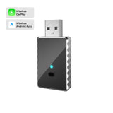 Mini 2-in-1 Wireless CarPlay & Android Auto Adapter - 5GHz WiFi 6, Bluetooth 5.4, Plug & Play Dongle(black) - Front View