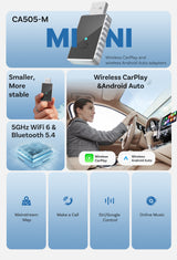 Mini 2-in-1 Wireless CarPlay & Android Auto Adapter - 5GHz WiFi 6, Bluetooth 5.4, Plug & Play Dongle(black) - 45-Degree Angle