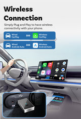Mini 2-in-1 Wireless CarPlay & Android Auto Adapter - 5GHz WiFi 6, Bluetooth 5.4, Plug & Play Dongle(black) - Rear View