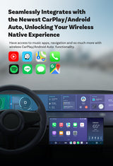 Mini 2-in-1 Wireless CarPlay & Android Auto Adapter - 5GHz WiFi 6, Bluetooth 5.4, Plug & Play Dongle(black) - Low Angle
