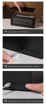 Fireplace Flame Effect Aroma Diffuser & Humidifier with 7-Colour Light, Timer & Remote Control(black) - Extra Image