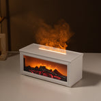 Fireplace Flame Effect Aroma Diffuser & Humidifier with 7-Colour Light, Timer & Remote Control(White)
