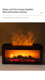Fireplace Flame Effect Aroma Diffuser & Humidifier with 7-Colour Light, Timer & Remote Control(White)