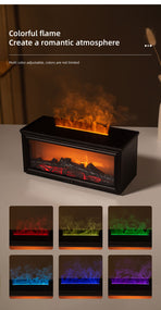 Fireplace Flame Effect Aroma Diffuser & Humidifier with 7-Colour Light, Timer & Remote Control(White)