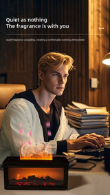 Fireplace Flame Effect Aroma Diffuser & Humidifier with 7-Colour Light, Timer & Remote Control(White) - Close-Up Angle