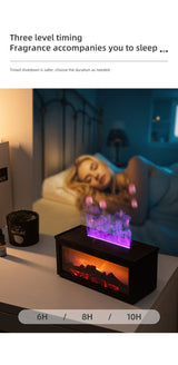 Fireplace Flame Effect Aroma Diffuser & Humidifier with 7-Colour Light, Timer & Remote Control(White) - Low Angle