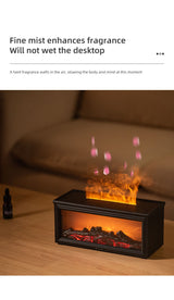 Fireplace Flame Effect Aroma Diffuser & Humidifier with 7-Colour Light, Timer & Remote Control(Dark Wood Grain) - Rear View