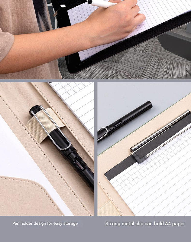 A4 PU Leather Business Portfolio with Ring Binder, Calculator & 40 Sleeves(red)