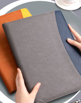 A4 PU Leather Business Portfolio with Ring Binder, Calculator & 40 Sleeves(red) - Rear View
