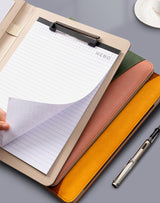 A4 PU Leather Business Portfolio with Ring Binder, Calculator & 40 Sleeves(grey and black) - Close-Up Angle