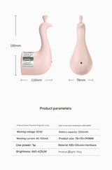 Peacock Projection LED Night Light - Multi-Color Atmosphere Lamp with Remote & Touch Control, USB Rechargeable(white) - Extra Image