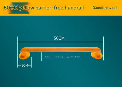 2pc Heavy-Duty Anti-Slip Safety Grab Bar with Luminous Rings - Stainless Steel Core Bathroom Handrail(yellow 50cm)