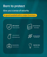 2pc Heavy-Duty Anti-Slip Safety Grab Bar with Luminous Rings - Stainless Steel Core Bathroom Handrail(yellow 60cm) - Front View