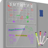 Magnetic Acrylic Fridge Calendar & Memo Board Set - Dry Erase Planner with Markers & Eraser(40*30cm 3mm)