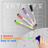 Magnetic Acrylic Fridge Calendar & Memo Board Set - Dry Erase Planner with Markers & Eraser(43*30cm 3mm) - Side View