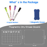 Magnetic Acrylic Fridge Calendar & Memo Board Set - Dry Erase Planner with Markers & Eraser(40*30cm 3mm)