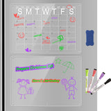 Magnetic Acrylic Fridge Calendar & Memo Board Set - Dry Erase Planner with Markers & Eraser(43*30cm 3mm) - 45-Degree Angle