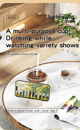 Multi-Purpose Anti-Spill Cup Holder with Suction Base & Detachable Phone Stand(blue)