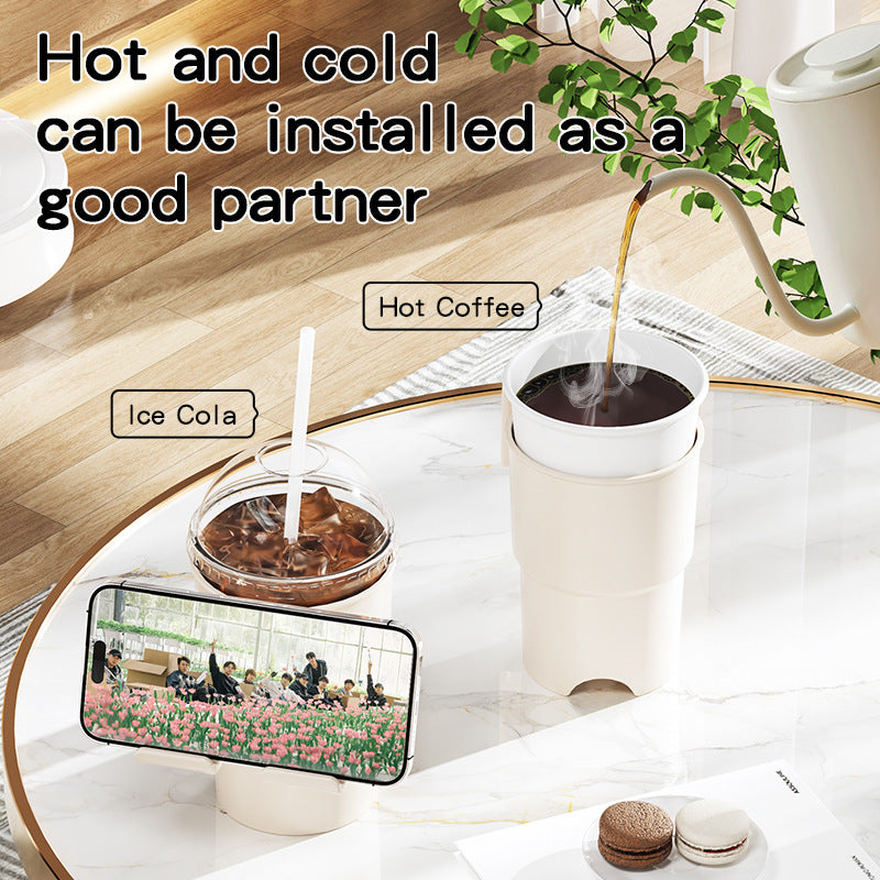 Multi-Purpose Anti-Spill Cup Holder with Suction Base & Detachable Phone Stand(white)