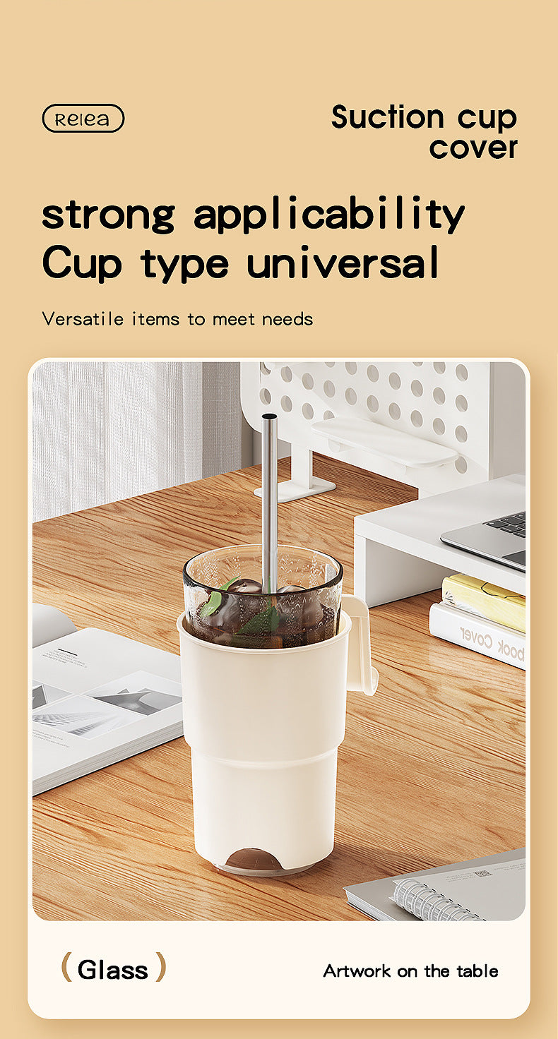Multi-Purpose Anti-Spill Cup Holder with Suction Base & Detachable Phone Stand(white)