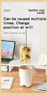 Multi-Purpose Anti-Spill Cup Holder with Suction Base & Detachable Phone Stand(white) - Low Angle