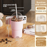 Multi-Purpose Anti-Spill Cup Holder with Suction Base & Detachable Phone Stand(pink)