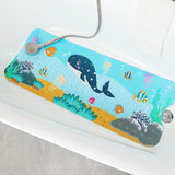 Non-Slip PVC Bath & Shower Mat with Suction Cups and Drainage Holes - Cartoon Ocean Theme(Black Whale)