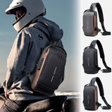 Blue and Brown Men's Anti-Theft Crossbody Sling Bag with USB Charging Port & Combination Lock