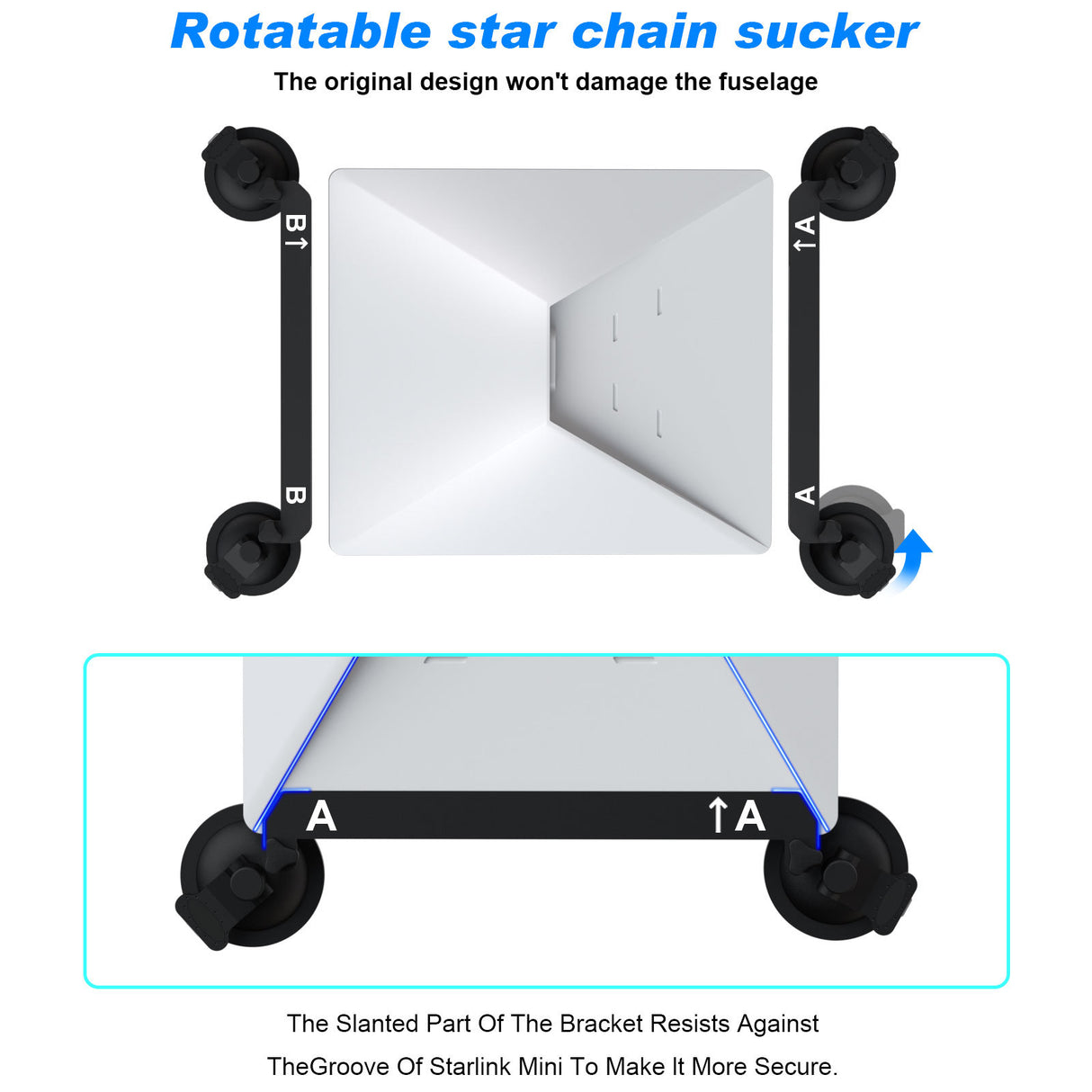 White and Black Heavy-Duty Suction Cup Mount for Starlink Mini - All-Weather Car, RV & Boat Bracket