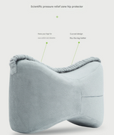 Grey Ergonomic Memory Foam Knee Pillow for Side Sleepers - Leg Positioner for Sciatica, Back, Hip & Joint Pain Relief - Front View
