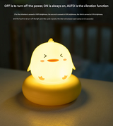 White Cat Cute Animal LED Night Light - Rechargeable Silicone Nursery Lamp with Tap Control, Dimmable Bedside Light for Kids - Low Angle
