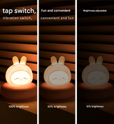 Red and White Snowman Cute Animal LED Night Light - Rechargeable Silicone Nursery Lamp with Tap Control, Dimmable Bedside Light for Kids - 45-Degree Angle