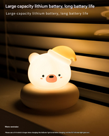 Red and White Snowman Cute Animal LED Night Light - Rechargeable Silicone Nursery Lamp with Tap Control, Dimmable Bedside Light for Kids - Close-Up Angle