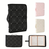 Black Elegant Quilted Bible Cover - Protective Book Case with Carry Handle - Front View
