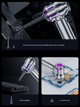 Silver and Purple 4-in-1 Cordless Handheld Vacuum Cleaner - Powerful 16KPa Suction with Brushless Motor, Blower & Air Pump - Top-Down View