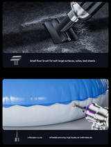 Silver and Purple 4-in-1 Cordless Handheld Vacuum Cleaner - Powerful 16KPa Suction with Brushless Motor, Blower & Air Pump - 45-Degree Angle