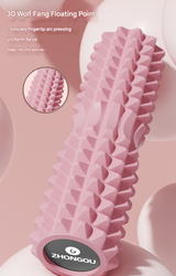 Pink High-Density 3D Trigger Point Foam Roller - Solid Core Massager for Deep Tissue Muscle Recovery & Yoga - Close-Up Angle