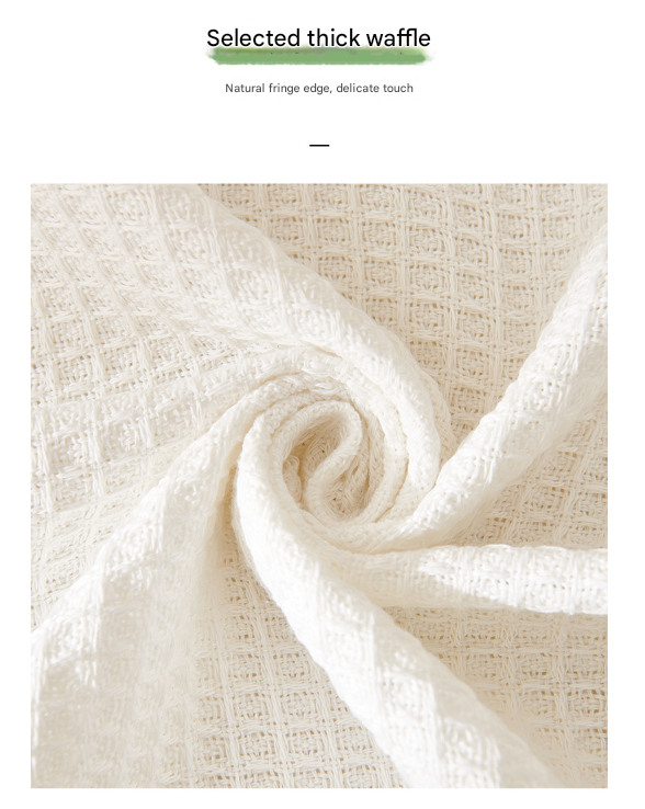 Black and white Ball Pattern Soft Waffle Weave Throw Blanket - Boho Style Cotton Blend Sofa Cover with Fringe 180x180cm