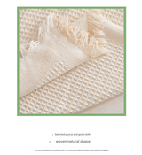 Black and white Ball Pattern Soft Waffle Weave Throw Blanket - Boho Style Cotton Blend Sofa Cover with Fringe 180x340cm
