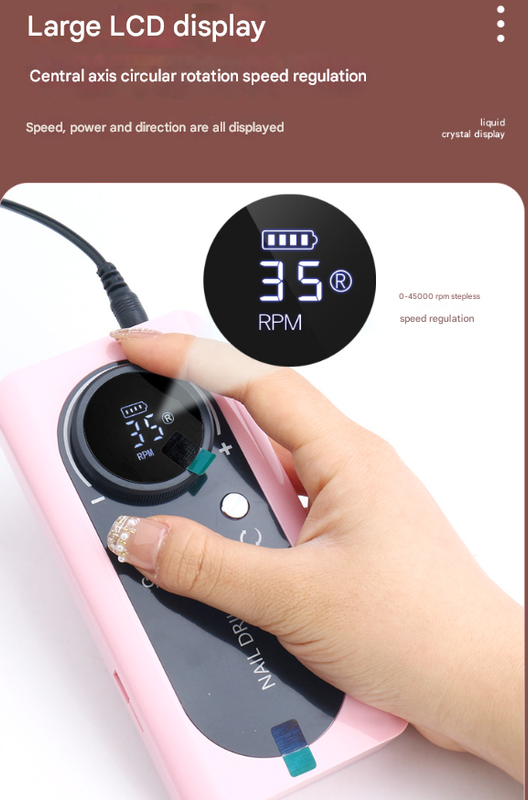 White Professional Rechargeable Nail Drill Machine - 45000RPM Portable E-File Kit for Acrylic, Gel, Polishing & Manicure