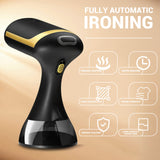 Black Powerful 1500W Handheld Garment Steamer - Portable Clothes Wrinkle Remover with Fast-Heat Technology and 350ml Tank for Home & Travel - Top-Down View