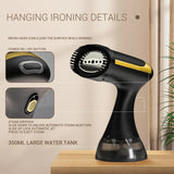 Black Powerful 1500W Handheld Garment Steamer - Portable Clothes Wrinkle Remover with Fast-Heat Technology and 350ml Tank for Home & Travel - 45-Degree Angle