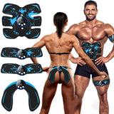 Black and Blue Ultimate EMS Muscle Stimulator Kit - USB Rechargeable Abdominal & Full Body Toner for Abs, Arms, and Glutes - Front View