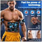 Black and Orange Ultimate EMS Muscle Stimulator Kit - USB Rechargeable Abdominal & Full Body Toner for Abs, Arms, and Glutes - Top-Down View